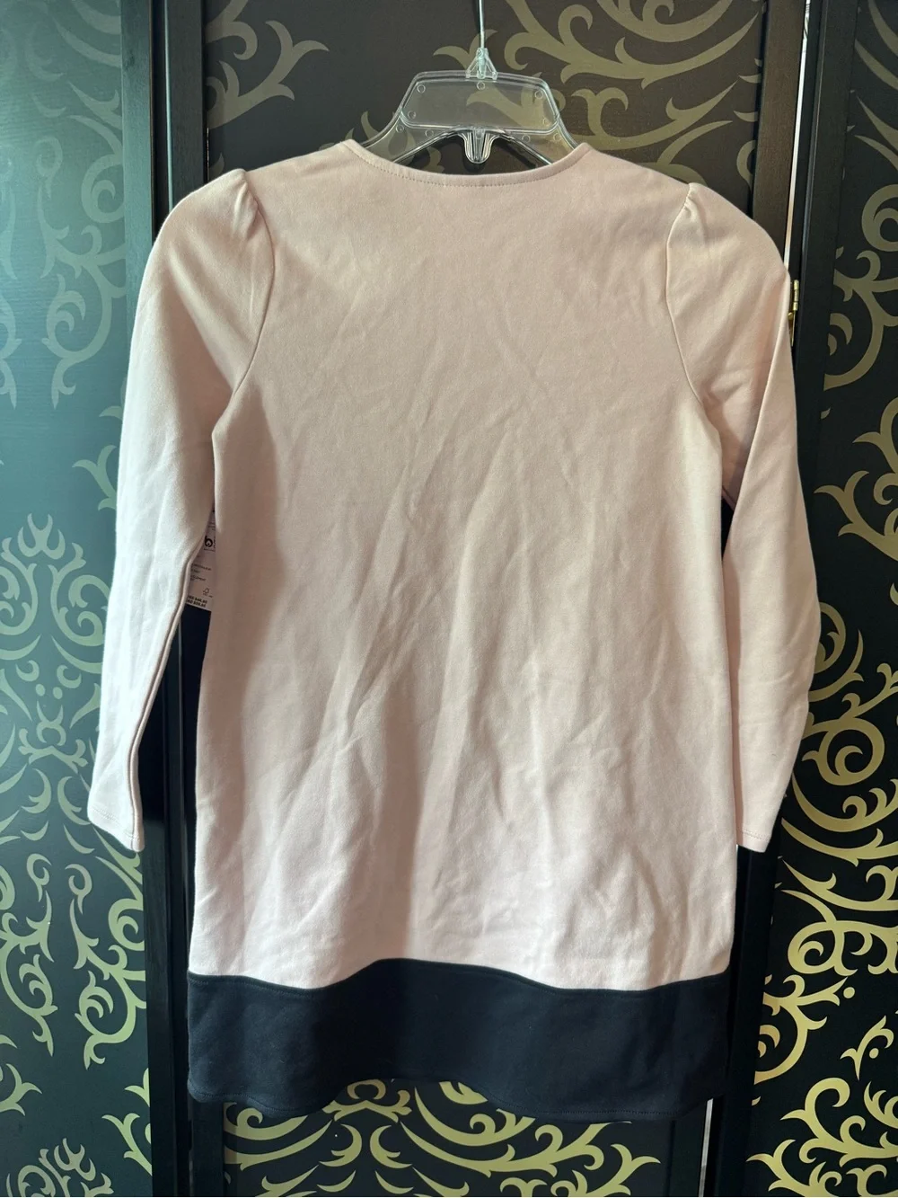 Gymboree Cream Dress with Black Scallop Trim and Bow